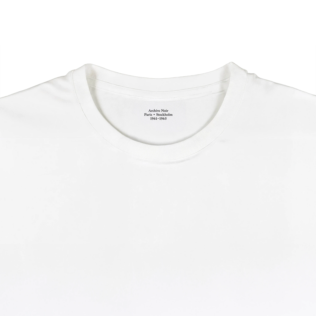 Detail of Archive Noir white photography T-shirt featuring artwork by Josef Németh.