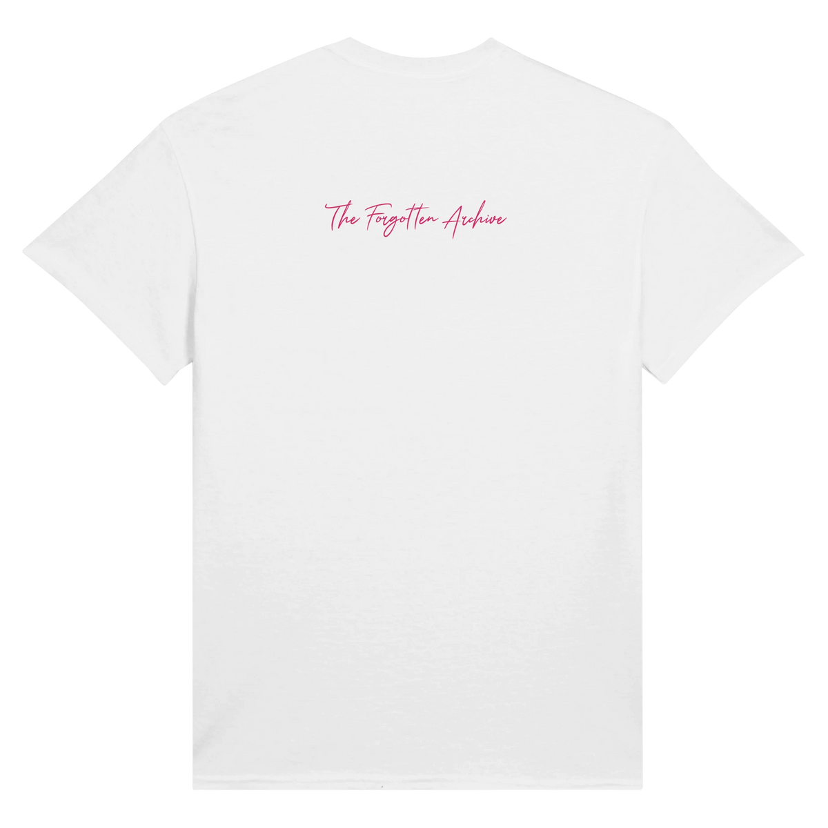 Back of white Archive Noir T-shirt with La Vie Est Belle lettering.